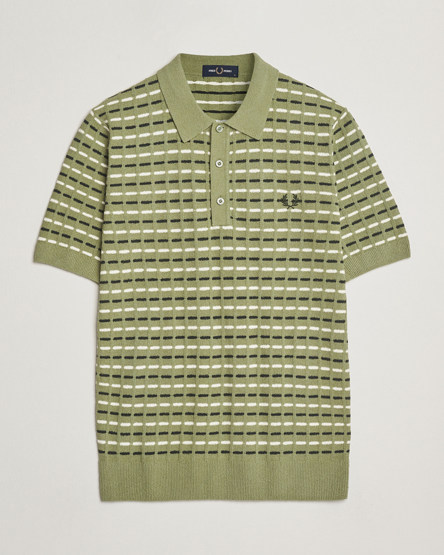 Herren | Poloshirts | Fred Perry | Bouclé Ribbed Knitted Polo Olive Mint