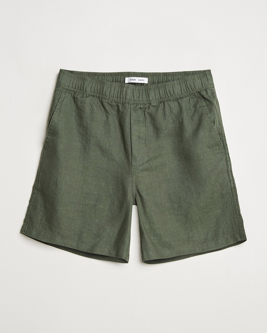 Herren | Shorts | Samsøe Samsøe | Jabari Linen Drawstring Shorts Climbing Ivy