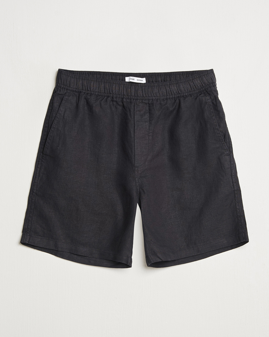 Herren | Shorts | Samsøe Samsøe | Jabari Linen Drawstring Shorts Black