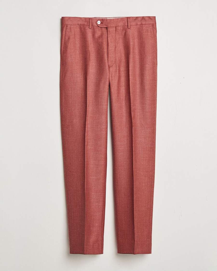 Herren | Hosen | Oscar Jacobson | Del S Wool/Silk/Linen Trousers Red