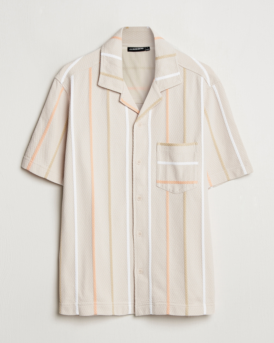 Herren | Hemden | J.Lindeberg | Theron Stripe Resort Shirt Moonbeam