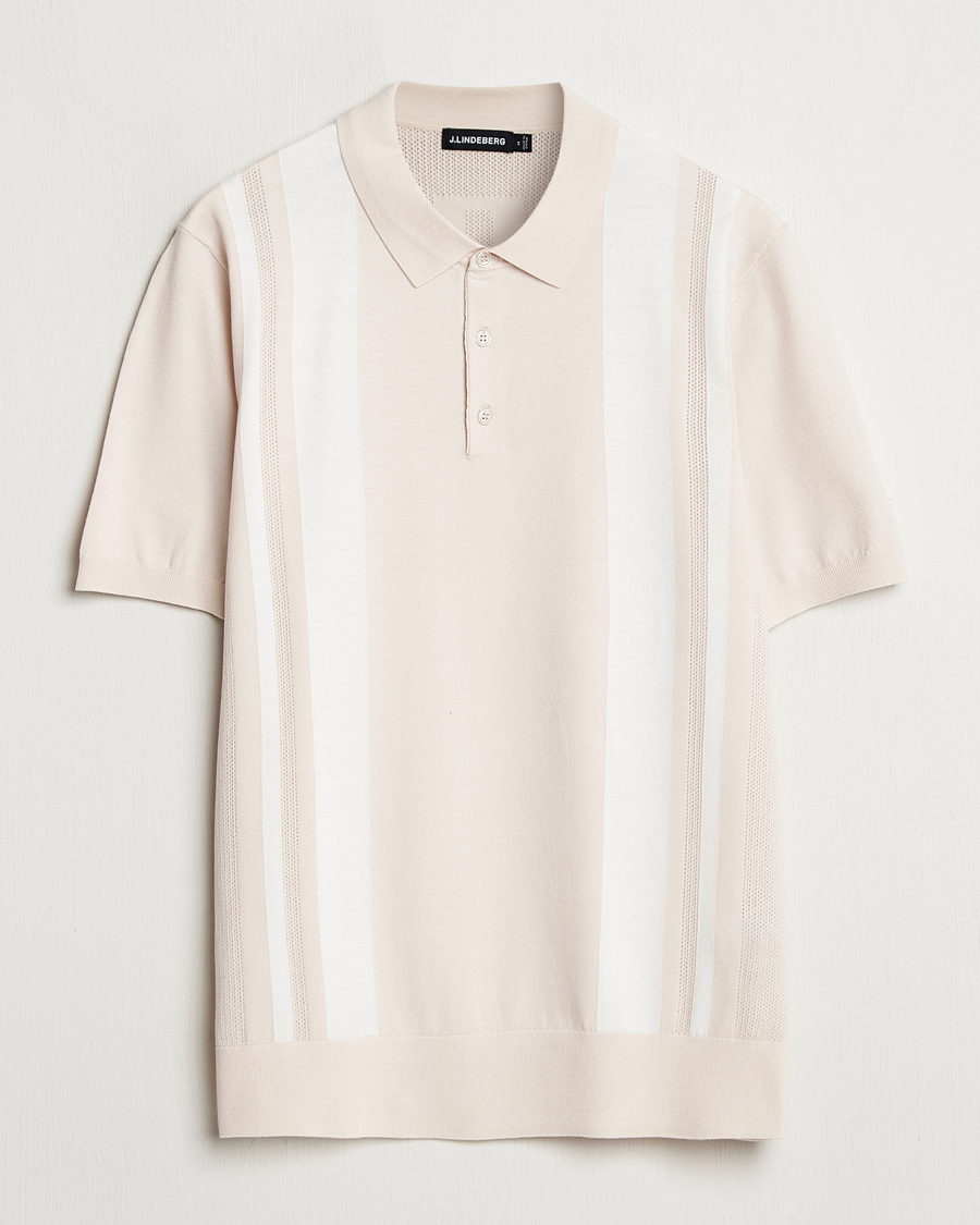 Herren | Poloshirts | J.Lindeberg | Reymond Stripe Knit Polo Moonbeam