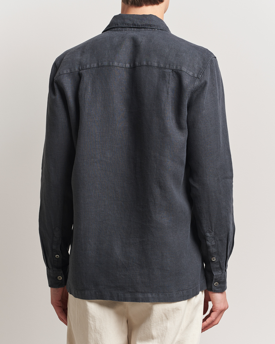 Herren | Hemden | A Day's March | Clean Cut Linen Shirt Off Black