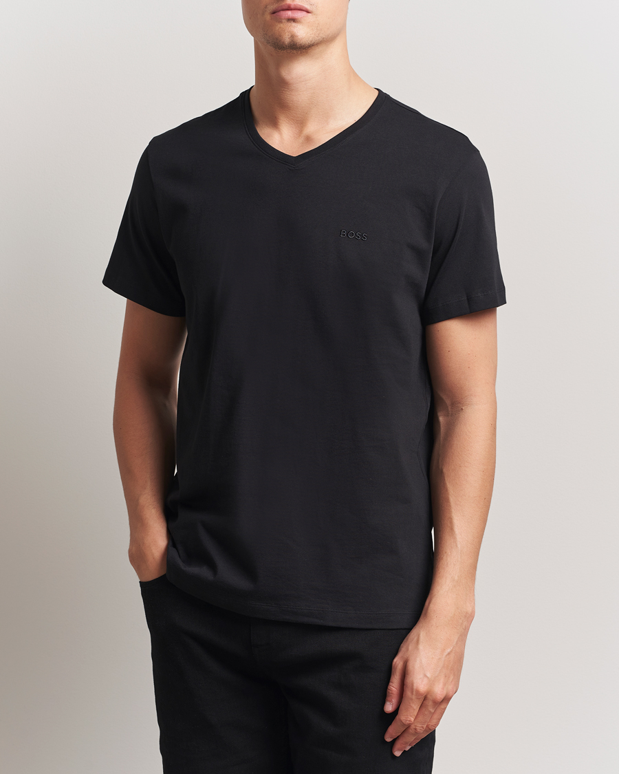 Herren | T-Shirts | BOSS BLACK | 2-Pack Relaxed Fit V-Neck T-Shirt Black