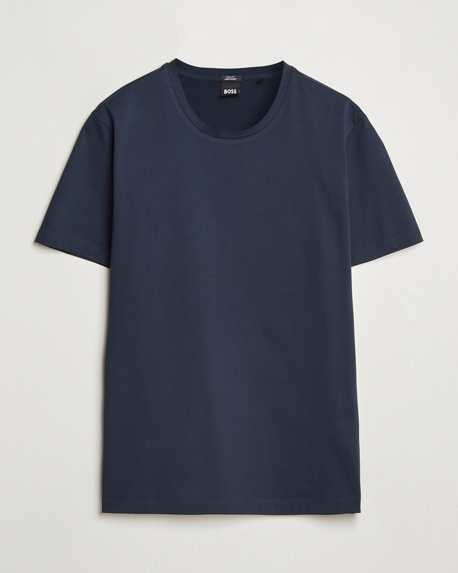 Herren | T-Shirts | BOSS BLACK | Tessler Mercerized Crew Neck T-Shirt Dark Blue