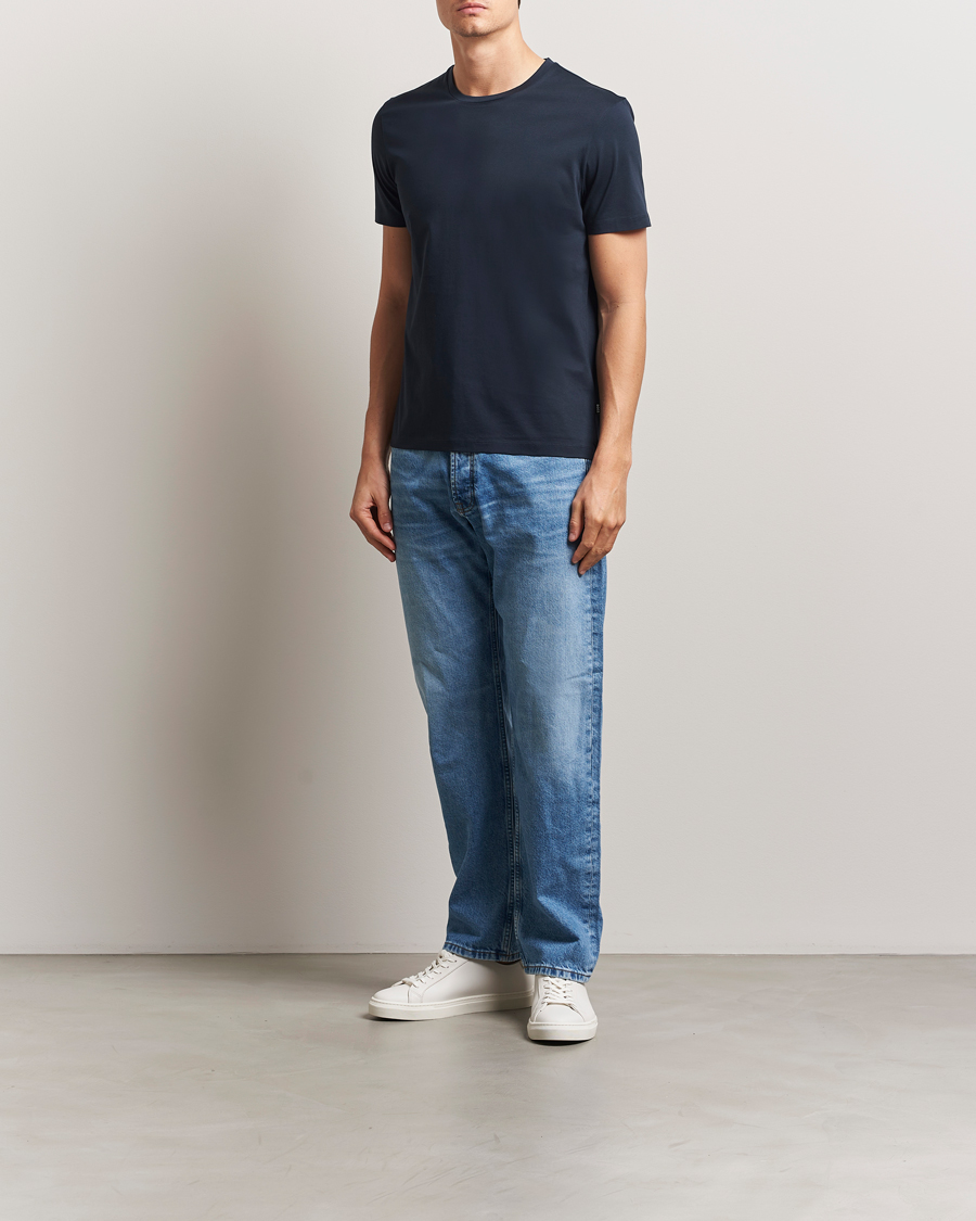 Herren | T-Shirts | BOSS BLACK | Tessler Mercerized Crew Neck T-Shirt Dark Blue