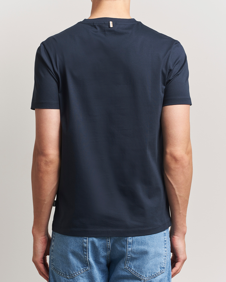 Herren | T-Shirts | BOSS BLACK | Tessler Mercerized Crew Neck T-Shirt Dark Blue