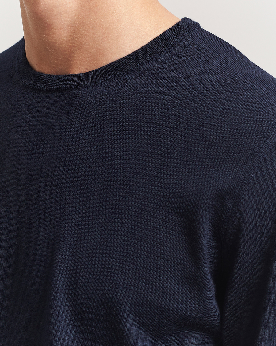 Herren | Pullover | BOSS BLACK | Leno Wool Crew Neck Pullover Dark Blue
