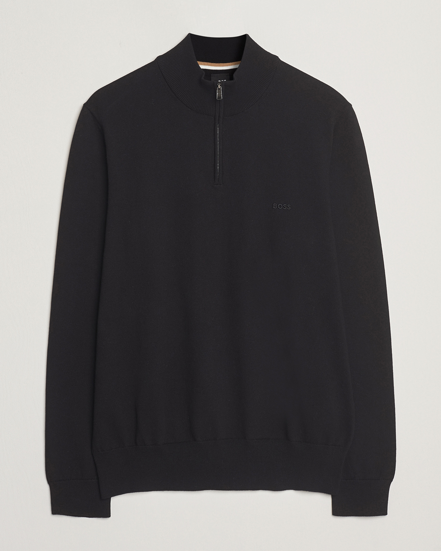 Herren | Pullover | BOSS BLACK | Padro Cotton Knitted Half Zip Black