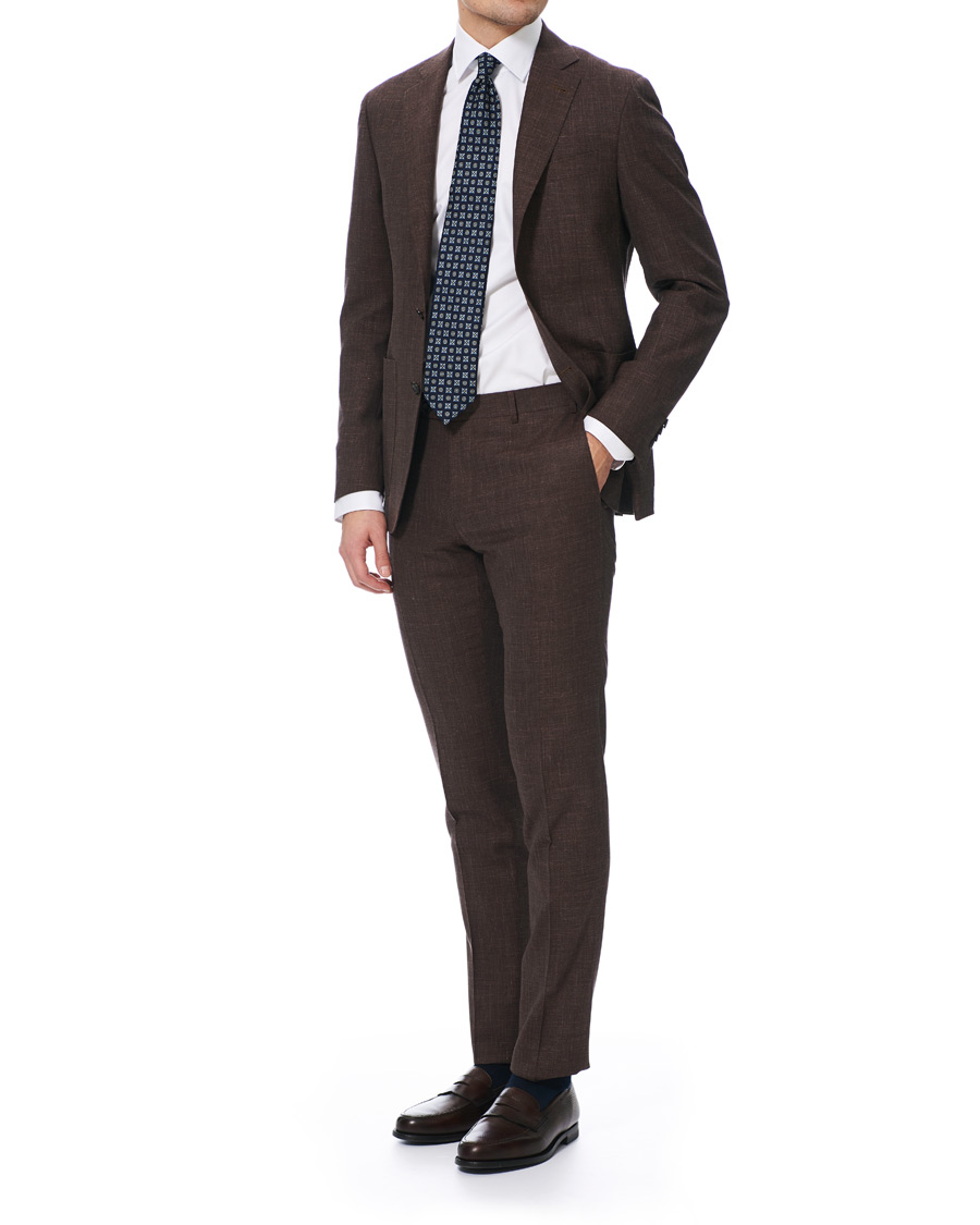 Herren | Anzüge | Canali | Wool/Linen Patch Pocket Suit Dark Brown