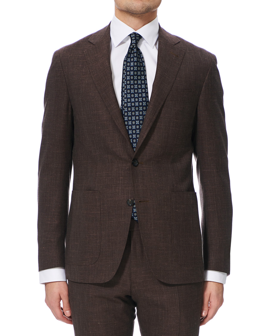 Herren | Anzüge | Canali | Wool/Linen Patch Pocket Suit Dark Brown