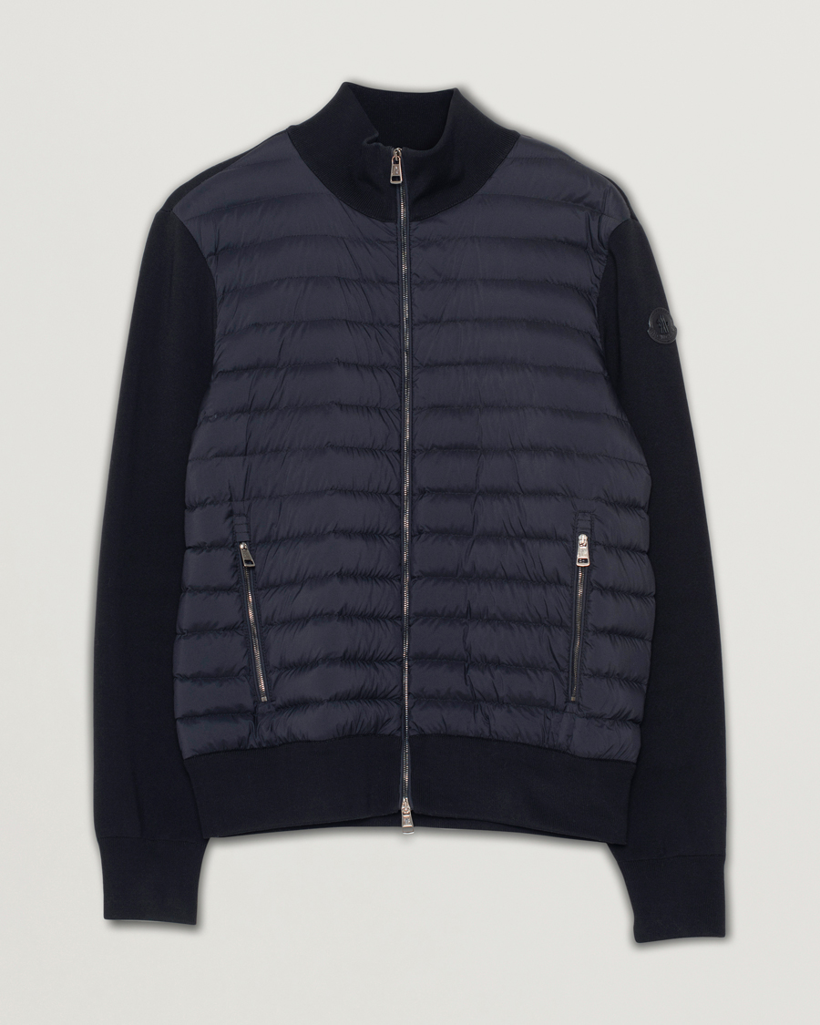 Herren | Pullover | Pre-owned | Moncler Cardigan Down Hybrid Navy
