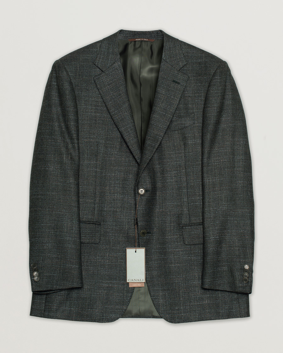 Herren | Sakkos | Pre-owned | Canali Silk/Cashmere Blazer Green Melange 50