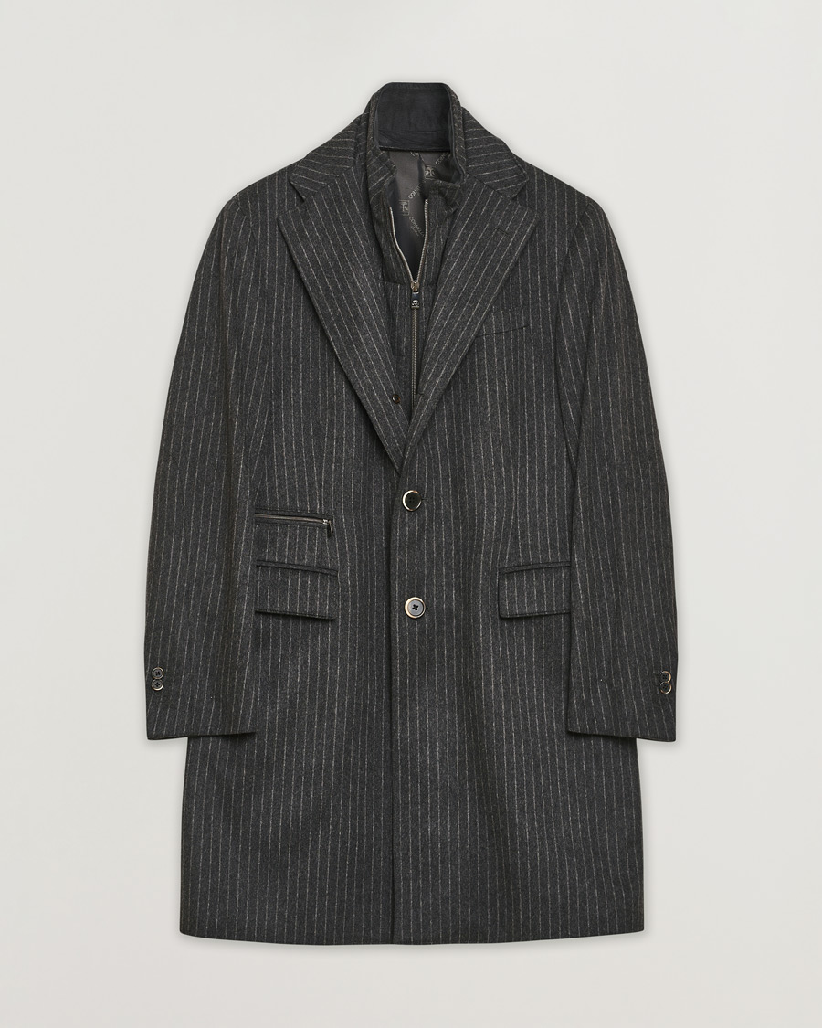 Herren | Jacken | Pre-owned | Corneliani ID Wool Zip Coat Charcoal Pinstripe 50